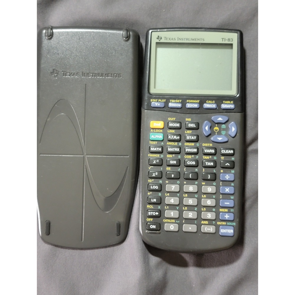 Texas Instruments TI-83 Graphing Calculator Gray with Slide Cover Tested